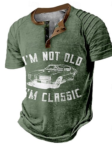  Herren Auto Buchstabe Henley Hemd Raglan-T-Shirt Kurzarm T-Shirt Henley Hemd Mode Täglich Designer Urlaub Straße Lässig Schwarz Blau Grün Sommer Frühling Bekleidung S M L XL XXL XXXL