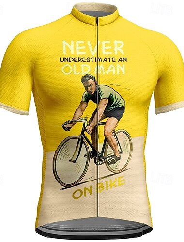  Męskie Koszulka rowerowa Krótki rękaw Rower Tee Tshirt Dżersej z 3 tylnymi kieszeniami Kolarstwo górskie Oddychający Szybkie wysychanie Anatomiczny kształt Odprowadzające wilgoć Żółty Czerwony