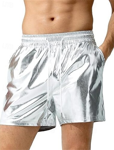  Retro Vintage 1980er Shorts Disco Lack-Latex glänzend Metallisch Einfach Herren Halloween Karneval Pride Parade Pride-Monat Erwachsene Shorts Sommer
