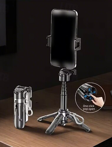  16-Zoll ausziehbarer Selfiestick-Stativ Wireless Fernbedienung 360° drehbarer Ständer Ein-Tasten-Freigabe USB wiederaufladbar Smartphone kompatibel