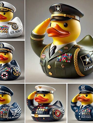  Veteranen eerbetoon eend hars decoratie, mini militaire rubberen eendjes in legeruniform, veteranen eenden voor jeeps duiken, cadeaus en decoraties voor veteranendag