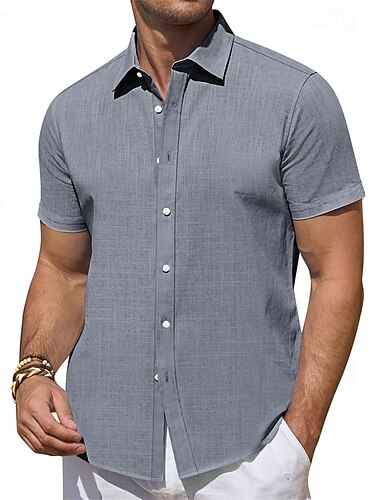  Herren Hemd Sommerhemd Freizeithemd Strandhemd Knopfhemd Schwarz Weiß Rosa Blau Grün Kurzarm Einfach Revers Urlaub Hawaiianisch Bekleidung Polyester Mode Lässig Bequem