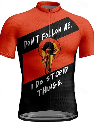  Herre Cykeltrøje Grafisk Bogstav & Nummer Kortærmet Cykel T-shirt Trøje med 3 baglommer Bjerg Cykling Hurtigtørrende Anatomisk design Anti Sved Åndbart Sport Rød Mørkegrå Orange Tøj