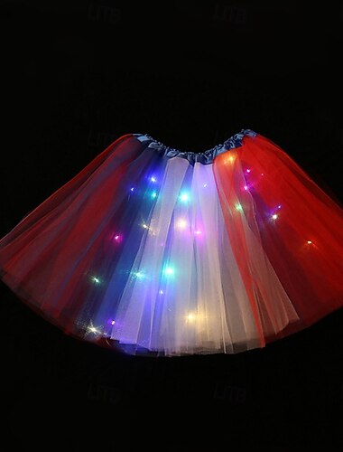  LED-Tutu-Rock – glitzernder mehrlagiger Tüll-Tutu für Damen-Partykostüme