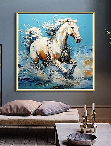  handgefertigtes Ölgemälde auf Leinwand, Wandkunst, Dekoration, modernes, feines Pferd im Galopp für Zuhause, Tanzstudio, Dekoration, gerolltes, rahmenloses, ungedehntes Gemälde
