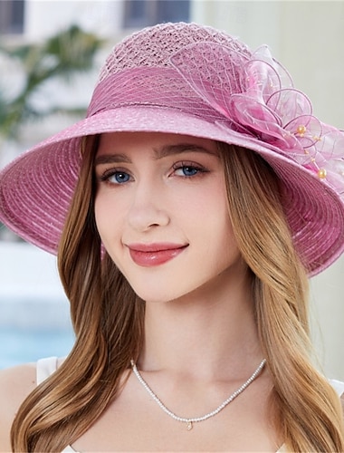  derby hatter for kvinner 2025 teselskap organza blomst bøtte lue damer elegante påske søndag ettermiddag antrekk