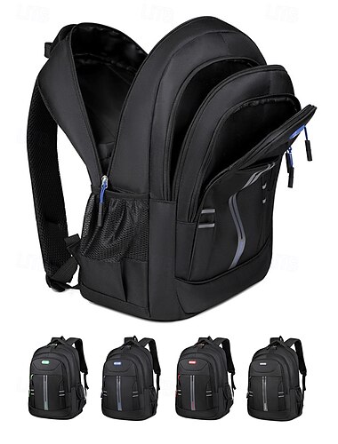  Modischer schwarzer Herrenrucksack mit großem Fassungsvermögen – Laptoptasche mit mehreren Fächern, wasserdichtes Design – geeignet für Schule, Büro, Reisen und den täglichen Gebrauch