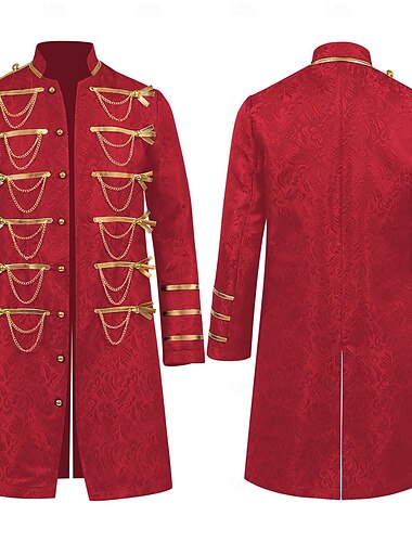  Vintage Punk & Gothic 18. Jahrhundert Mantel Cosplay Kostüm Smoking Ren Faire Vampir Gentleman Bestickt Jacquard Herren königlich Steampunk Halloween Karneval Maskerade Leistung Renaissance-Messe LARP