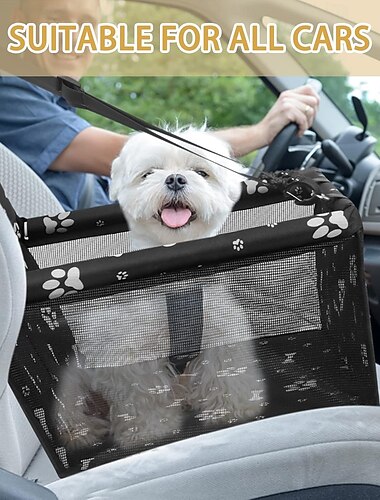  Foldable Dog Car Booster Seat Waterproof Breathable Travel Bag for Small to Medium Dogs