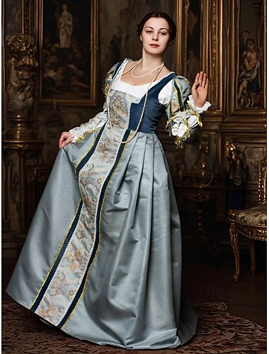  Médiéval Renaissance Robe Robes de Bal Viking Chevalier Celtique Femmes Royal Halloween Carnaval Mascarade Performance LARP Foire de la Renaissance Adulte Robe