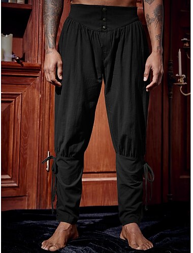  Retro Vintage Mittelalterlich Renaissance Piratenhose Ren Faire Pirat Ritter Wikinger Einfarbig Herren Seeräuber Fantasie Halloween Karneval Maskerade Karneval Leistung Bühne Erwachsene Hose