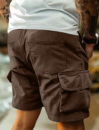  Homme Shorts cargo Shorts d'été Short décontracté Short en velours côtelé Shorts amples Taille Élastique Multi-poches Jambe Droite Uni Confort Doux Longueur complète Extérieur Occasionnel Quotidien