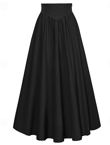  Retro Vintage Punk & Gothic Mittelalterlich Knöchellänge Rock Maxirock Ren Faire Einfarbig A-Linie Damen Keltisch Seeräuber Maskerade Alltagstauglich Erwachsene Rock