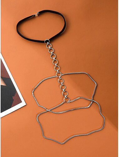  Sexy elastischer Oberschenkelkettenharnisch für Damen – verstellbarer Körperschmuck aus Gold oder Silber mit Ringkettendesign, ideal für Strandbekleidung, Festivals und Sommerparty-Outfits