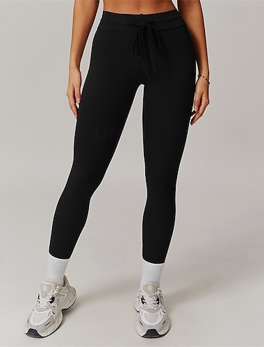  Mujer Pantalones de yoga Mallas Leggings de Yoga Correa Estriado Control de barriga Levantamiento de tope Alta cintura Yoga Entrenamiento de gimnasio Pilates Mallas Leggings Negro Azul Azul