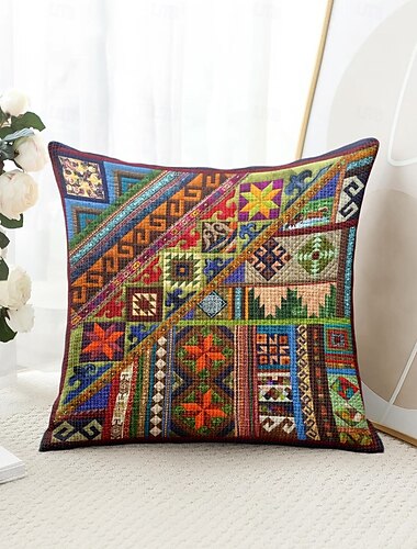  Cubierta de almohada decorativa con patrón de quilting mexicano 1PC suave cuadrada para sofá funda de cojín para dormitorio sala de estar silla