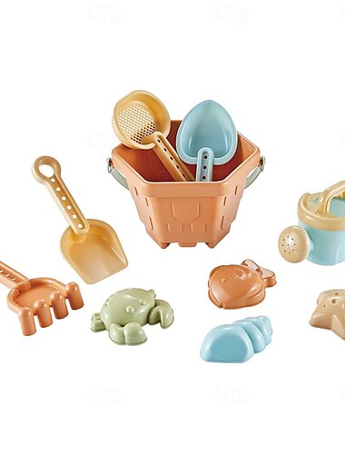  Set mit Sandeimern und Schaufeln für den Strand – Strandspielzeug für Kinder mit Sandformen, Silikon-Sandeimer für unterwegs, für Kinder und Kleinkinder