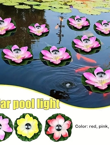  1 luz solar flotante de agua de loto para estanque, luz para jardín al aire libre, luz de hoja de loto para patio, decoración de estanque y piscina, iluminación flotante de agua.