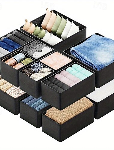  Schubladen-Organizer für Kleidung, 12er-Pack Kommoden-Organizer-Behälter fürs Kinderzimmer, Schrankorganisation und Aufbewahrungsteiler für Kleidung, Babykleidung, Unterwäsche, Socken