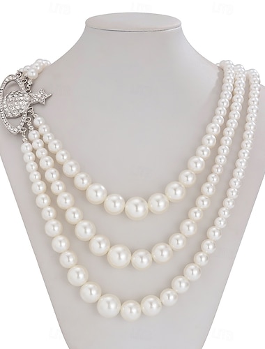  Collar con perlas Perla Artificial Mujer Elegante Romántico Multi capa Bonito Boda Forma de Círculo Gargantillas Para Boda Fiesta Diario