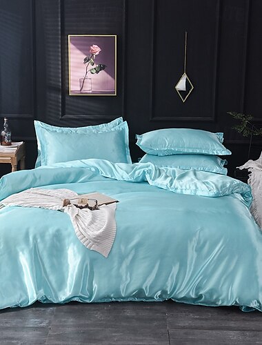  Einfärbige gewaschene Seide Ice Silk Satin simulierte Seide vier-teiliges Set Sommer Heimtextilien Bettzeug