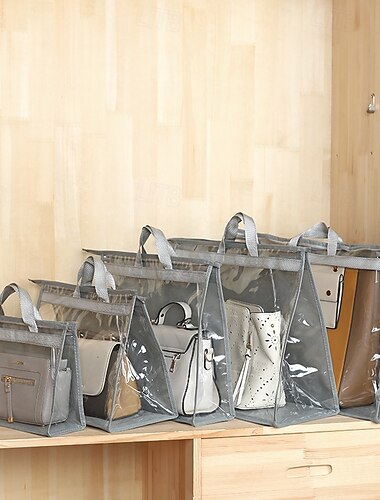 1 borsa organizer antipolvere - borsa trasparente per riporre borse, organizer per riporre borse con cerniera e manici per armadio, borse e borsette