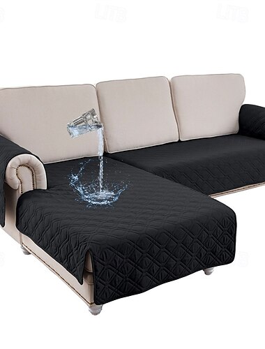  Funda de sofá 100% impermeable, alfombrilla acolchada seccional para perros y mascotas, funda de sofá para mascotas, protector de muebles antideslizante, juego de 2 piezas para sofá en forma de L