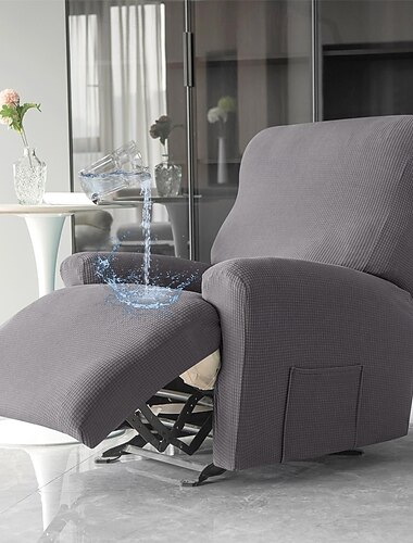  Funda elástica para sillón reclinable, funda impermeable para sillón reclinable con bolsillo lateral, juego de 4 piezas, funda antideslizante para sillón reclinable de un asiento estándar en color
