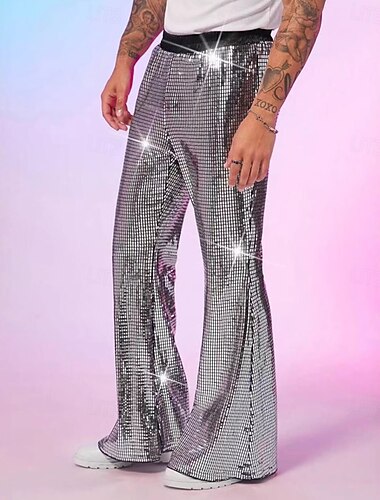 Retro vintage Jaren '80 Bell Bottom broek Schijf Lovertje Bootcut Voor heren Halloween Carnaval Prideparade Trots maand Volwassenen Broeken Alle seizoenen