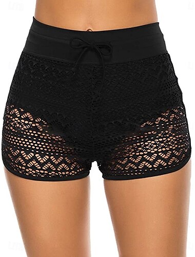  Damen Badeanzüge Dehnbare Boxer Shorts Badeanzug Hohe Taille Urlaub Strandmode einfarbig ärmellos Badeanzüge
