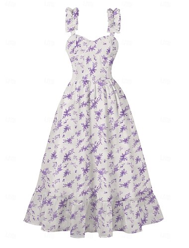  Retro vintage Jaren '50 Jurken Swing Jurk Bloemig Dames Carnaval Maskerade Alledaagse kleding Vrijgezellenfeest Volwassenen Kleding Homecoming-jurken