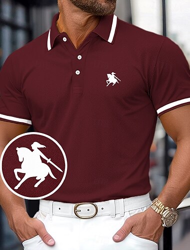  Per uomo Polo in Cotone Polo da Golf Lavoro Affari Colletto Polo a Coste Classico Manica Corta Essenziale Moderno Tinta unica Bottoni Logo Primavera & Estate Tutte le stagioni Vestibilità regolare