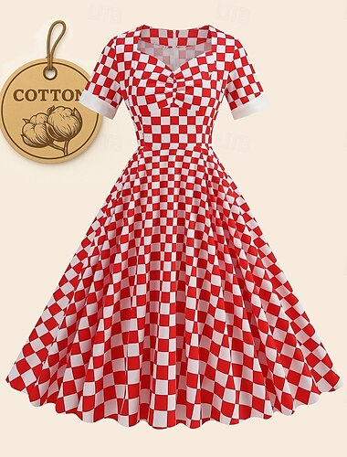  Retró 1950-es Rockabilly Swing ruha Flare ruha Pléd / takaró Női Mindszentek napja Álarcos mulatság Hétköznapi Lánybúcsú Felnőttek Ruha Hazatérő ruhák