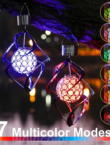  Buiten LED Zonne Windgong Lichten RGB Gradient Kleur Hangertje Zilveren Zonne Windgong 7-Kleur Decoratieve Hanglichten