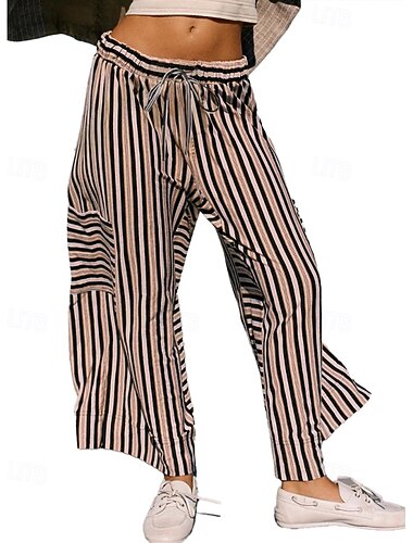  Pentru femei Pantaloni Șic Stradă Casual Lungime totală Natural Dungi Buzunar Design Elastic cu Cordon Confortabil Exterior Comfortabil Stradă Ieșire Roșu portocaliu Albastru Ceruliu Deschis