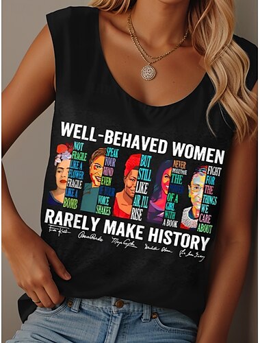  Damen Camisole-Tanktop Grafik Buchstabe Vintage Tropisch Stilvoll Ärmellos Rundausschnitt Normale Oberteile Täglich Druck Schwarz Weiß Rosa Blau Purpur Sommer Frühling