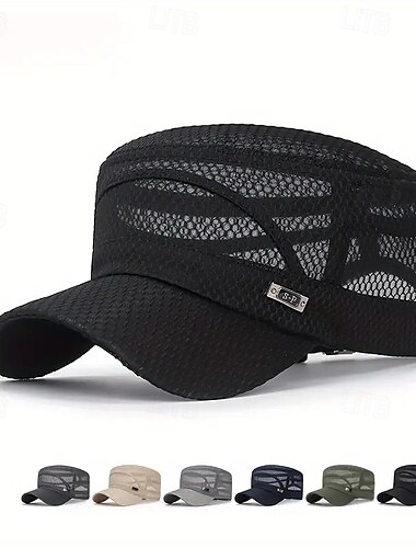  Sombrero de verano nuevo con diseño de hierro estándar, de red completa, de copa plana, para hombre y mujer, informal, transpirable, parasol, para exteriores