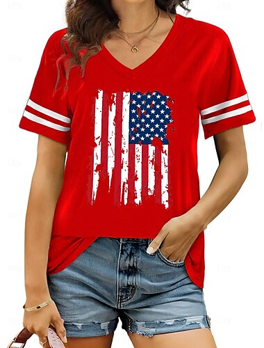  Independence Day 4 juli Amerikaanse Vlag T-Shirt Manga Back To School Amerikaanse Vlag Grafisch Voor Dames Volwassenen Maskerade 4 juli Heet stempelen Festival