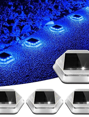  4 stuks ondergrondse zonne-energie-led-verlichting voor buiten, IP65 waterdicht, tuinverlichting, tuintrappen, trappen, gazonverlichting, decoratie