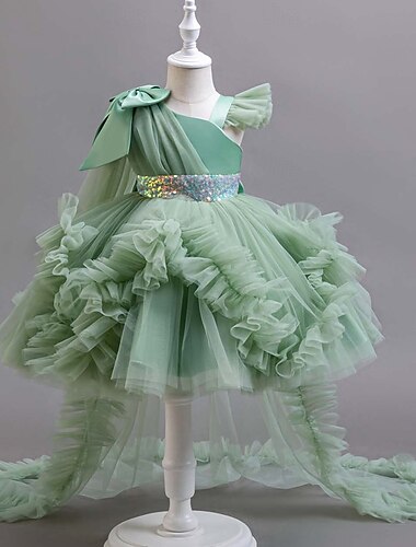  Barn Flickor Festklänning Ensfärgat Ärmlös Speciellt Tillfälle Prinsessa Polyester Festklänning Sommar Vår Barn Gul Rodnande Rosa Grön