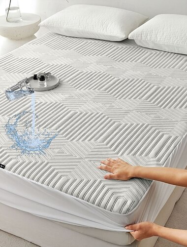  Koninklijke Volledige Koning Beschermende Bedcover Waterdichte Matrasbeschermer Gequilt Fitted Matras Pad Diepe Pocket tot 22 Inch Ademend 3D Luchtlaag Stof Zachte Matrascover voor Bed