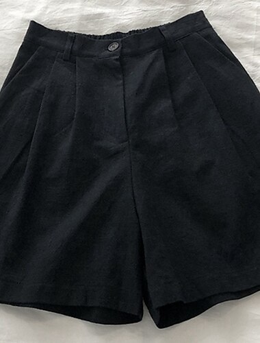  Dam Linneinspirerade shorts Shorts Byxor Ledigt Kort Naturlig Slät Ficka Spänne Andningsfunktion Utomhus Bekväm Gata Utekväll Aprikos Svart Grön Kaki Sommar Normal