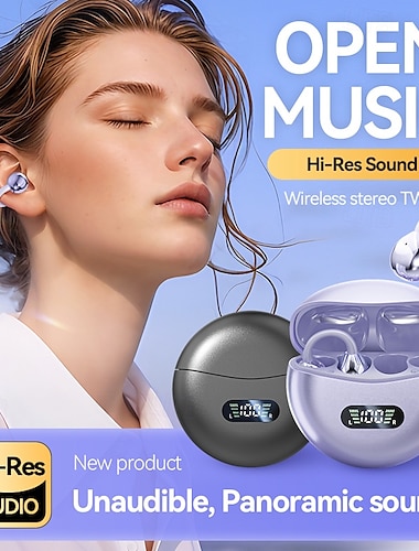  m79 hands free телефон гарнитура для вождения ушная клипса bluetooth 5.3 стерео объемный звук hifi для йоги фитнес спортзал тренировки мобильный телефон
