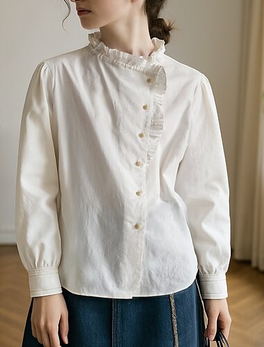 Rétro Vintage Médiéval Renaissance Blouse / Chemise A Volants Femmes Vacances Décontracté Quotidien Adulte Chemisier Printemps & Été