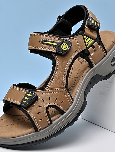  sandali sportivi da uomo con cinturini regolabili in velcro e plantare ammortizzato: calzature resistenti per attività all'aperto ed escursionismo