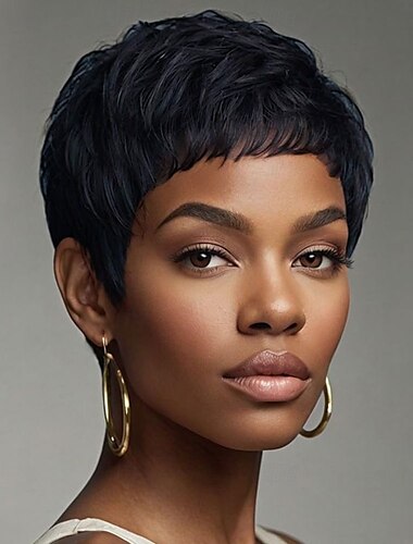  Pelucas sintéticas de corte pixie corto para mujeres negras, pelucas cortas y peinados femeninos.