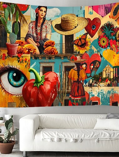  Arazzo appeso messicano Cinco de Mayo grande arazzo murale decorativo sfondo fotografico coperta tende per decorazione di casa camera da letto soggiorno