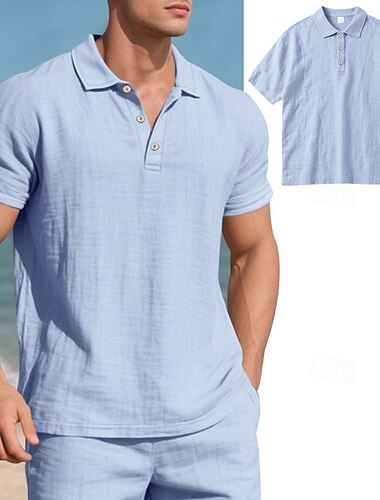  Men's Polo Golf Shirt Business Casual Classic Short Sleeve Fashion Solid Color Buttons Pocket Summer Spring Regular Fit Black White Navy Blue Green Khaki Light Blue Polo