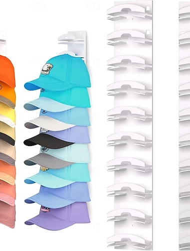  1 hoedenorganizer voor baseballpetten, sterk klevende hoedenrek voor aan de muur, meerlaagse hoedenhaken voor 10 hoeden, hoedenhouder voor deur, slaapkamer, kast
