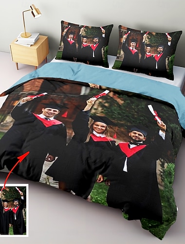  Examensspecialanpassad foto veckotärning sängklädesöverdrag bästa examenspresent tryckt sängkläder set skräddarsydd sovrum semestergåva för vänner älskare